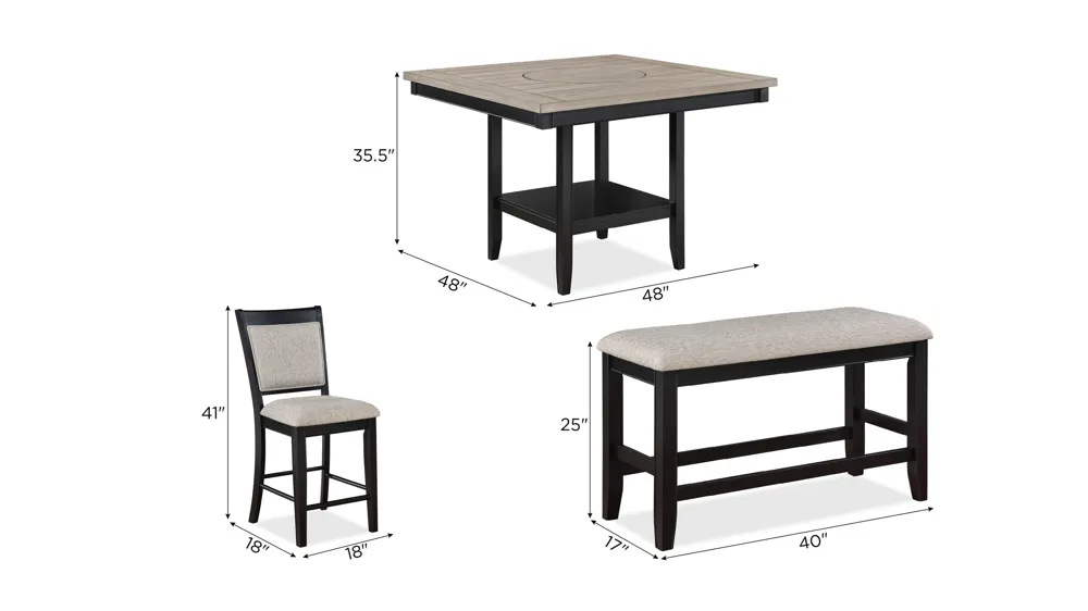 Fulton 6-pc. Counter Height Dining Set Dimensions