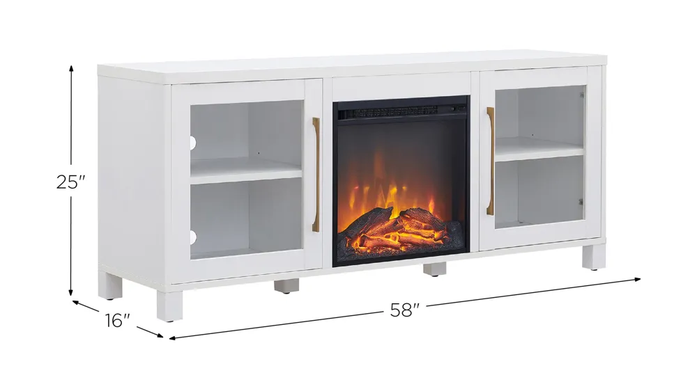 Maria TV Stand with Log Fireplace Insert Dimensions