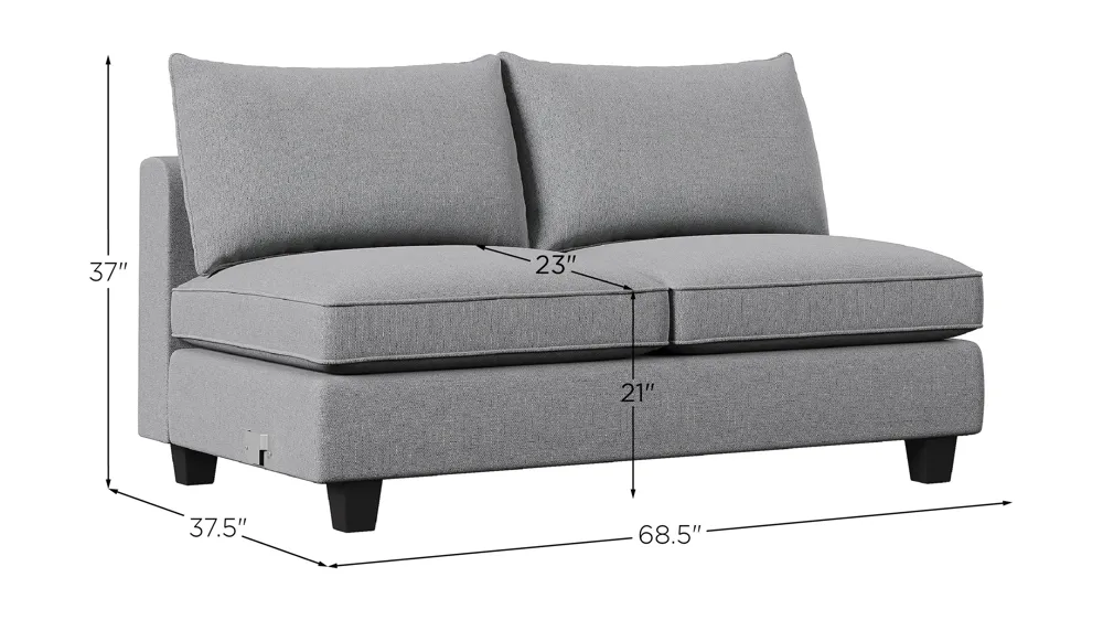 Daine Armless Loveseat Dimensions