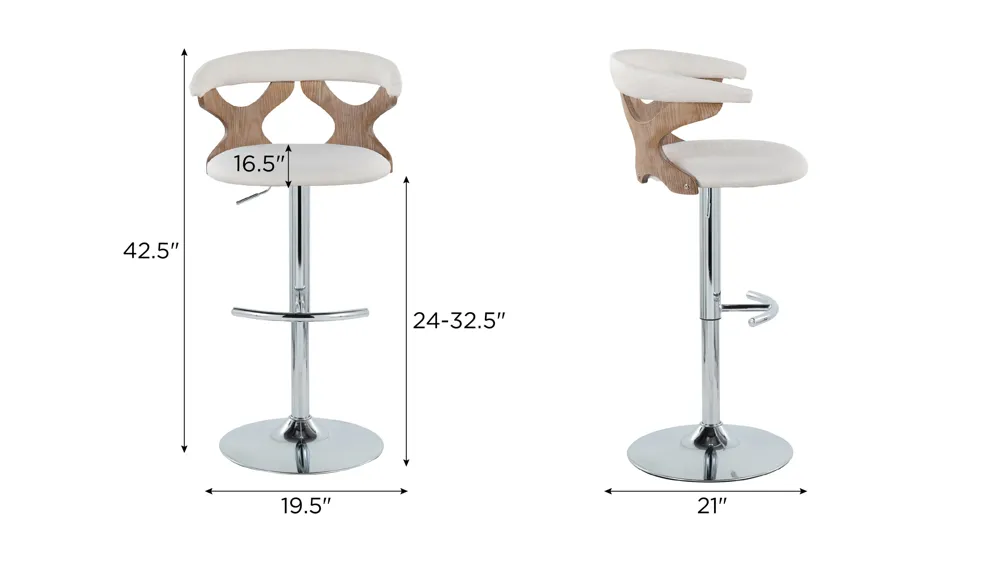 Gardenia Adjustable Barstool - Set of 2 Dimensions