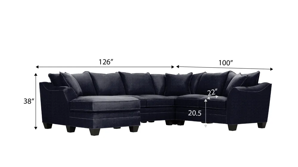 Foresthill 4-pc. Left Hand Chaise Sectional Sofa Dimensions