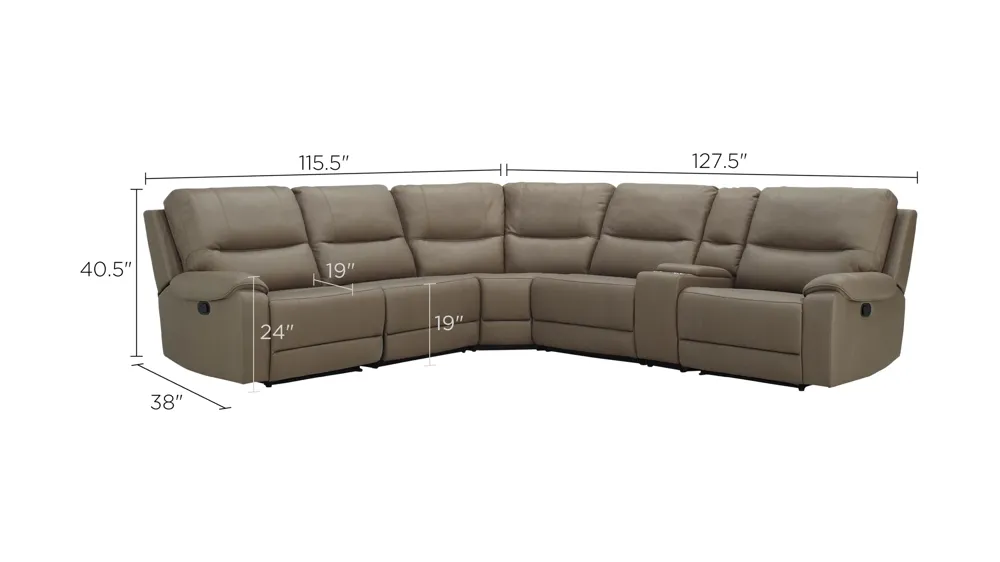 Highland Microfiber 6-pc. Sectional Dimensions