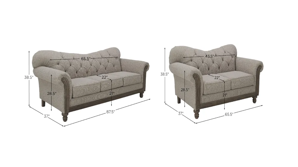Torrey Living Room Set Dimensions