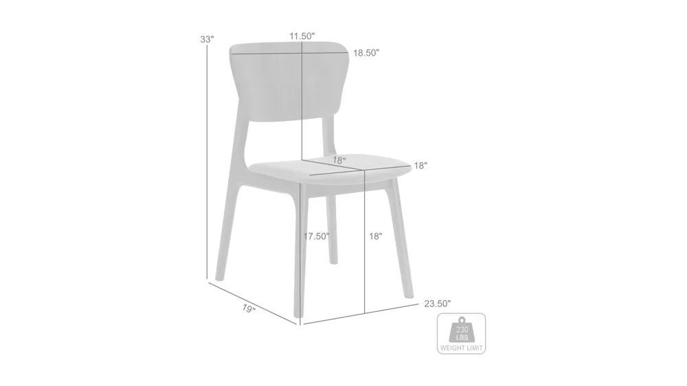 Kalia Dining Chair - Set of 2 Dimensions