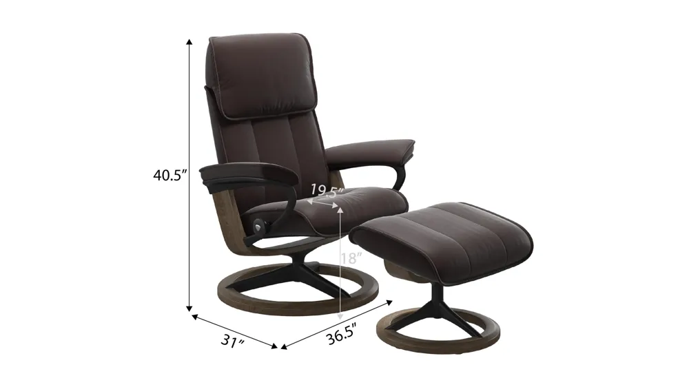 Admiral Large Signature Chair & Ottoman Dimensions