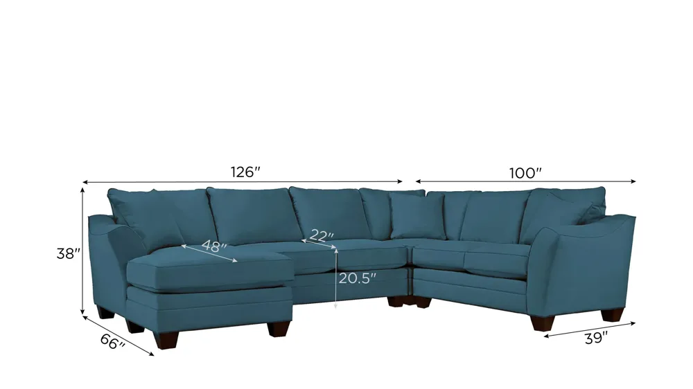 Foresthill 4-pc. Left Hand Chaise Sectional Sofa Dimensions