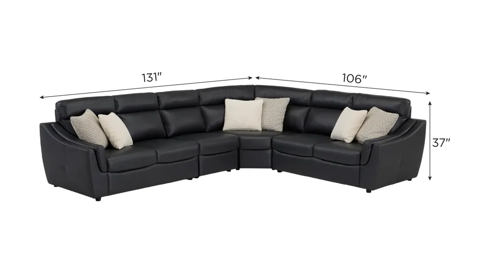 Warner 4-pc. Leather Sectional Dimensions