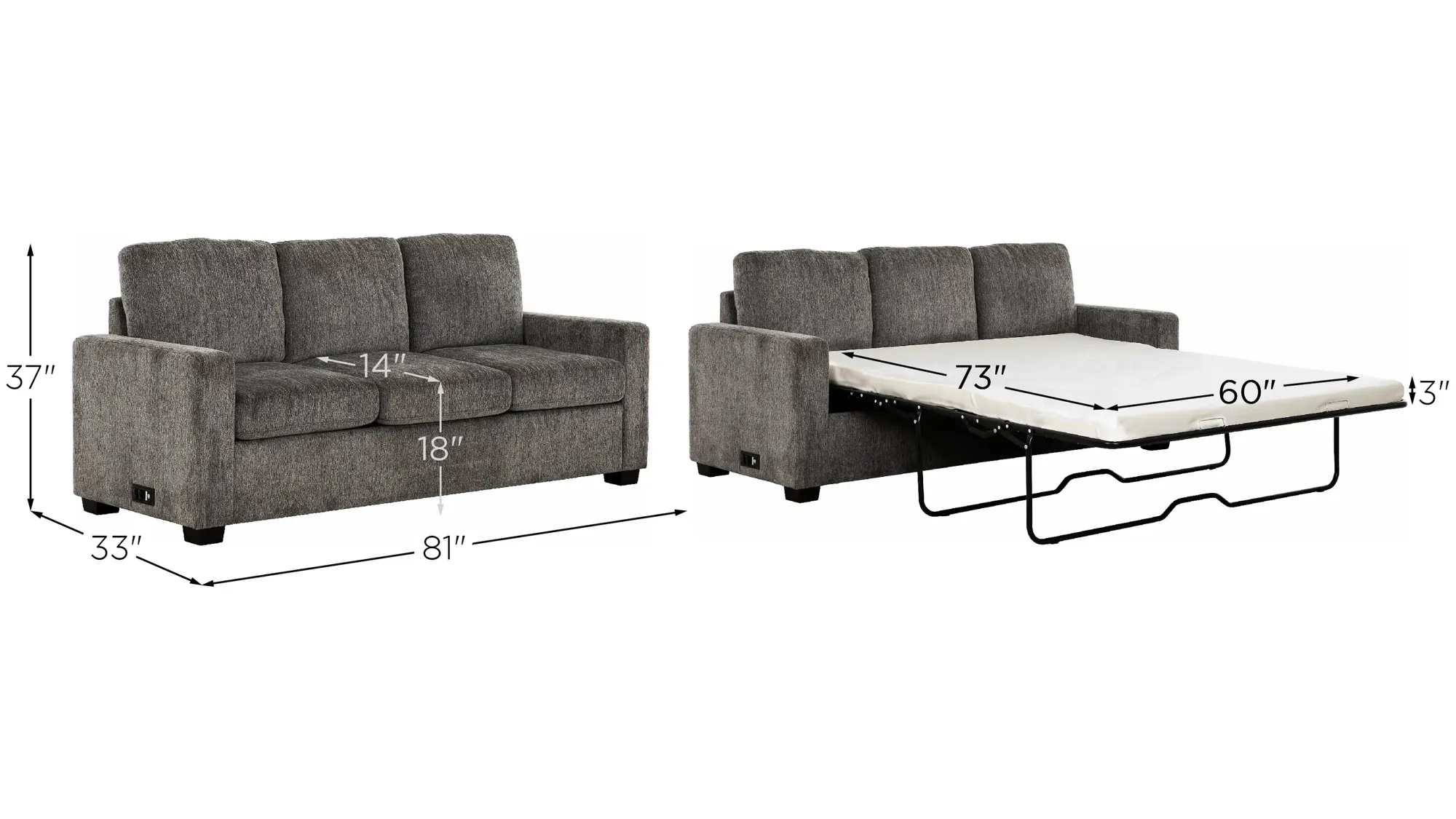Valencia Convertible Sofa Bed with USB