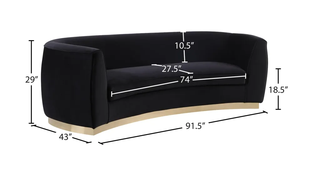 Julian Velvet Sofa Dimensions