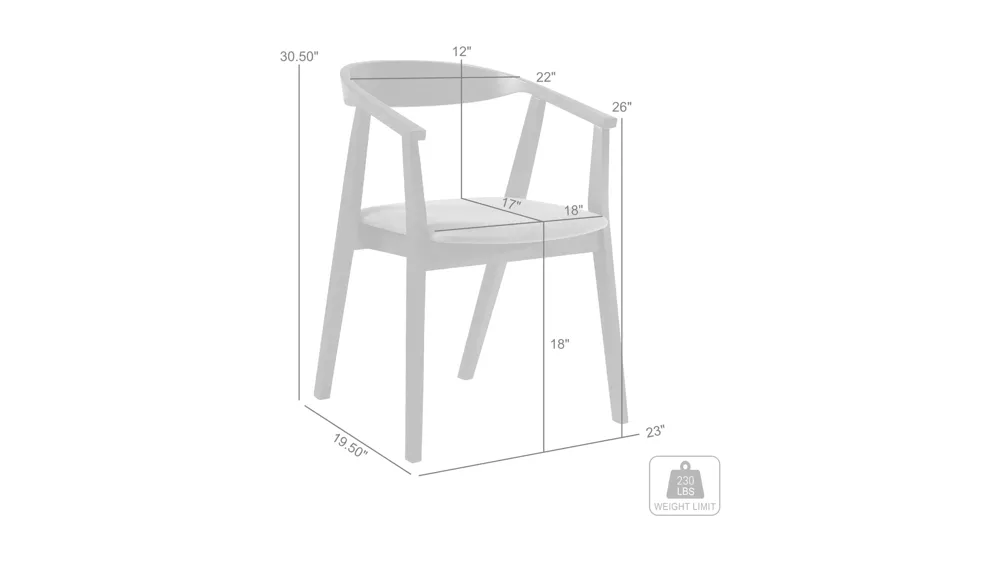Santana Dining Chair- Set of 2 Dimensions
