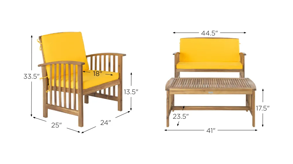 Barrow 4-pc. Patio Set Dimensions