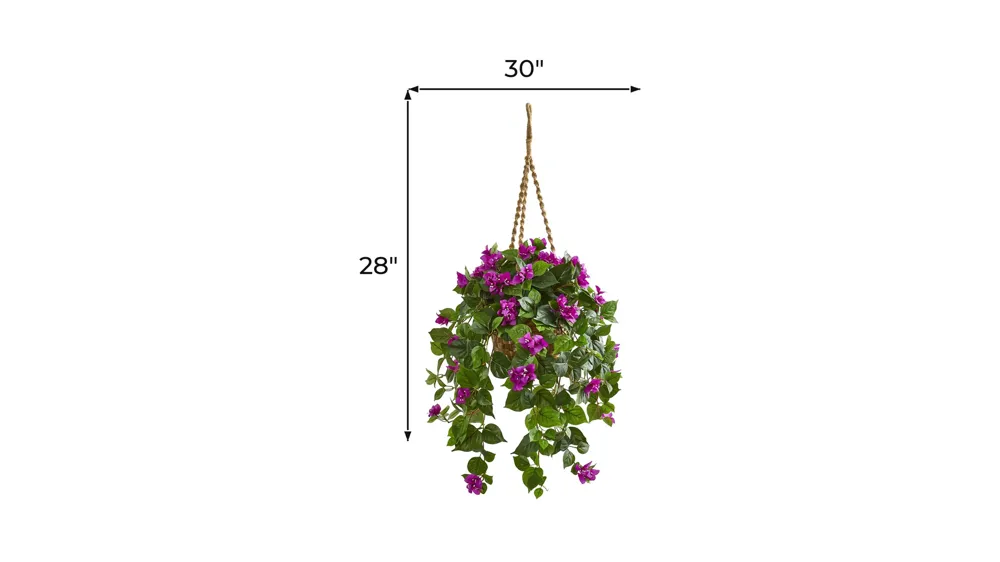 Bougainvillea Artificial Plant in Basket Dimensions