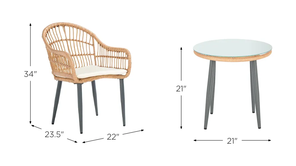 Wilton 3-pc. Patio Set Dimensions