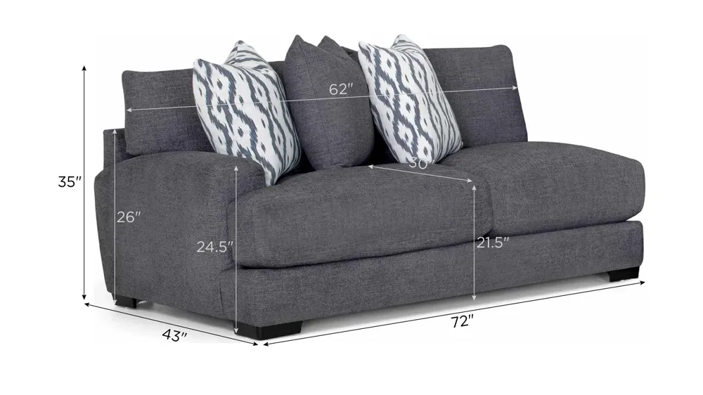 Carter Left-Arm-Facing Loveseat Dimensions