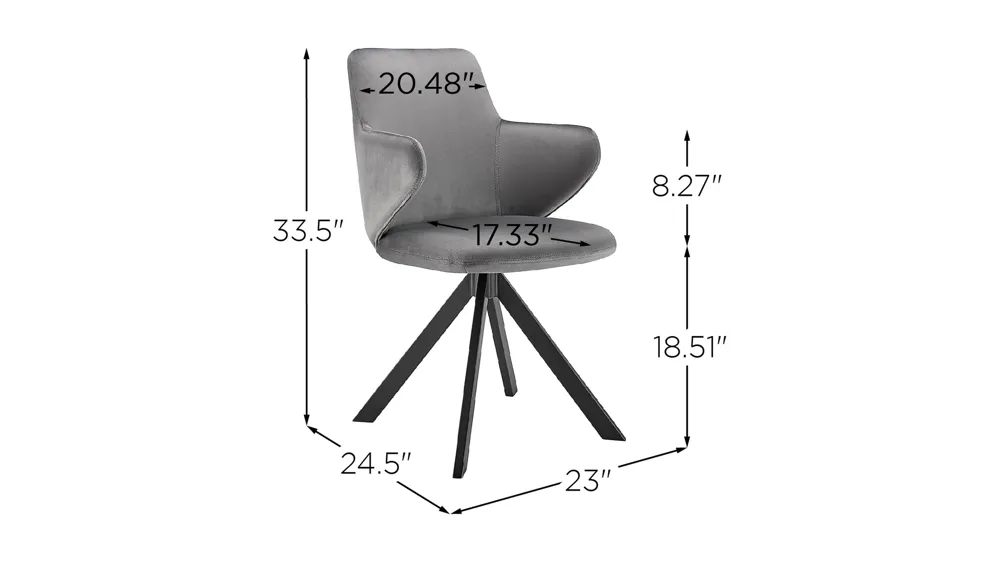 Vigo Swivel Side Chair Dimensions