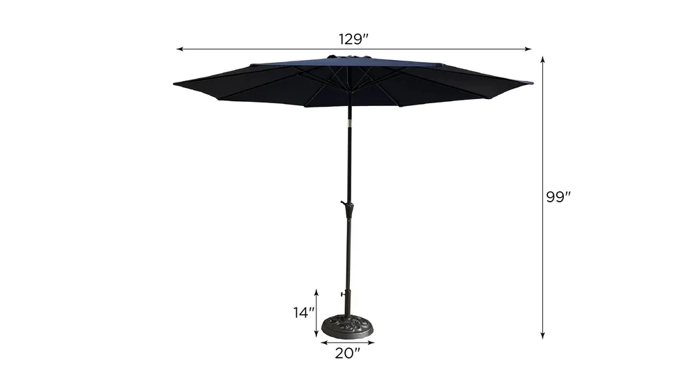 Newport 2-pc. 11 Ft Pole Umbrella w/ Base Dimensions