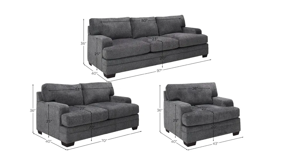 Norlin Living Room Set Dimensions