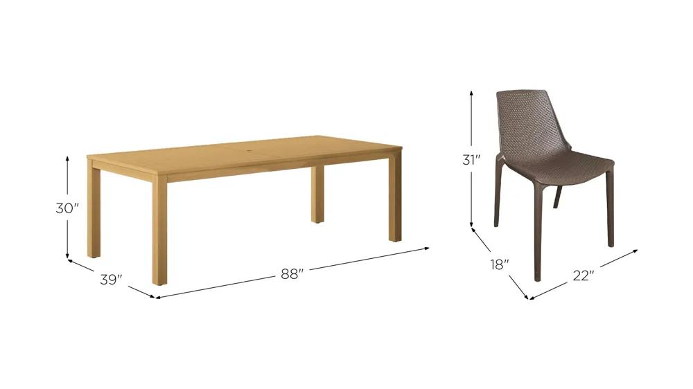 Amazonia 7-pc. Outdoor Rectangular Patio Dining Set Dimensions