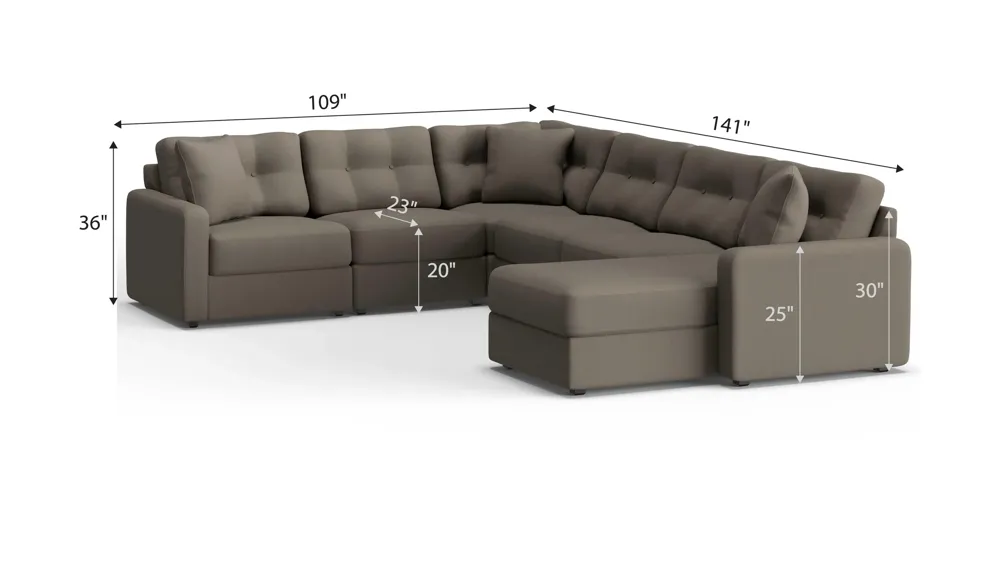 ModularOne 6-pc. Sectional Dimensions