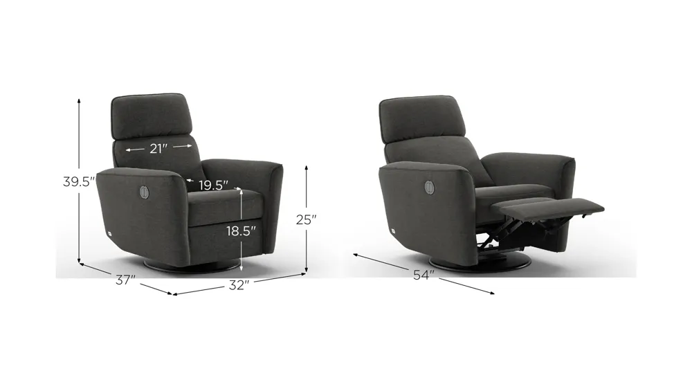 Welted Power & Battery Recliner Dimensions