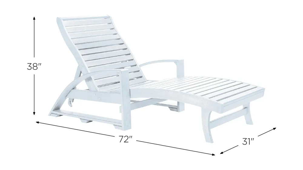 St. Tropez Recycled Outdoor Chaise Lounge with Hidden Wheels Dimensions