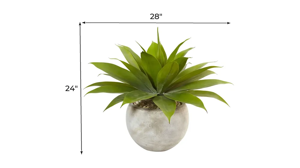 24in. Agave Artificial Plant in Sand Colored Bowl Dimensions