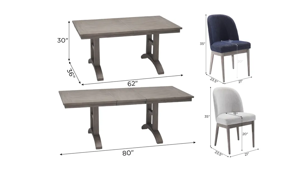 Zager 5-pc. Dining Set Dimensions