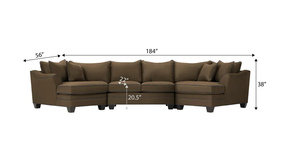 Foresthill 3-pc. Symmetrical Cuddler Sectional Sofa Dimensions