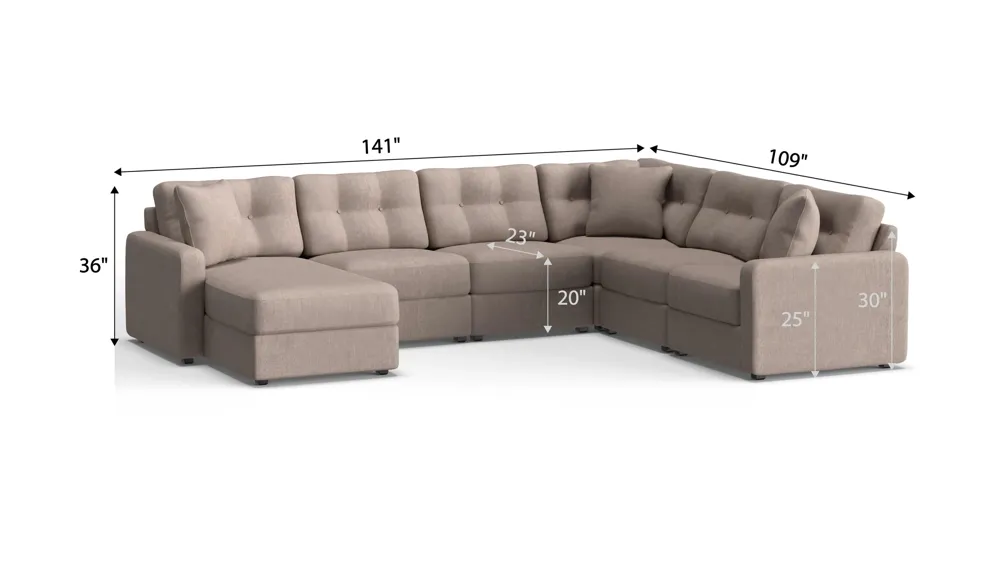 ModularOne 6-pc. Sectional Dimensions