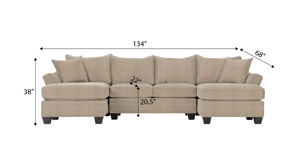 Foresthill 3-pc. Symmetrical Chaise Sectional Sofa Dimensions