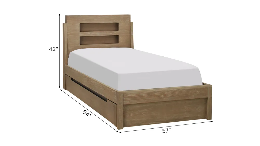 Copper Harbor Panel Bed with Storage Drawer Dimensions