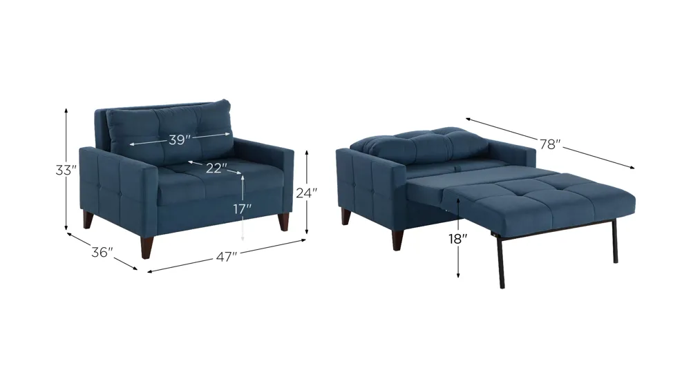 Lugano Sleeper Chair and a Half Dimensions