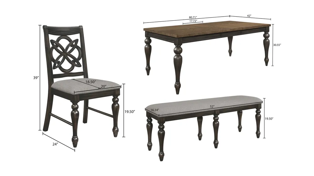 Hilara 6-pc. Dining Set Dimensions