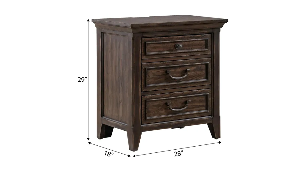 Paradise Valley Nightstand w/ Charging Station Dimensions