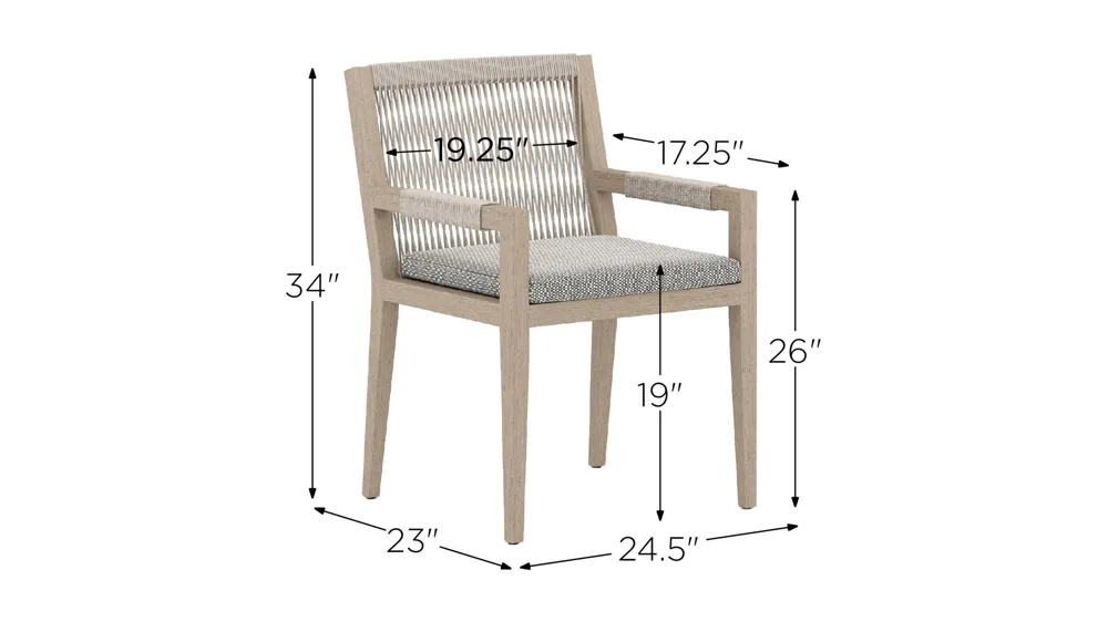 Sherwood Outdoor Dining Armchair Dimensions