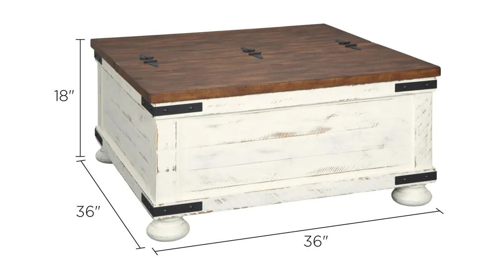 Wystfield Casual Cocktail Table with Storage Dimensions