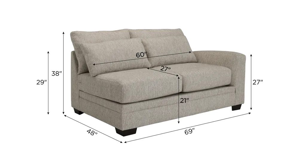 Easton Right Arm Facing Loveseat Dimensions