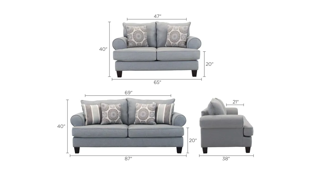 Azlyn Living Room Set Dimensions