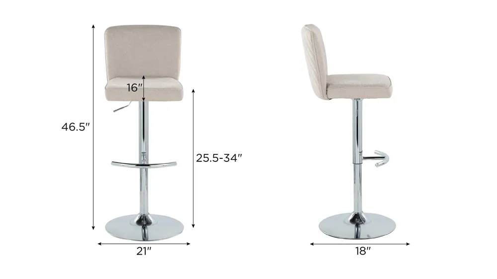Henry Adjustable Barstool - Set of 2 Dimensions