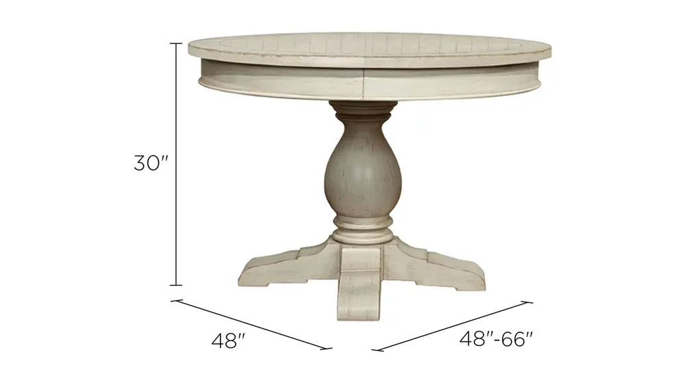 Aberdeen Round Dining Table w/ Leaf Dimensions