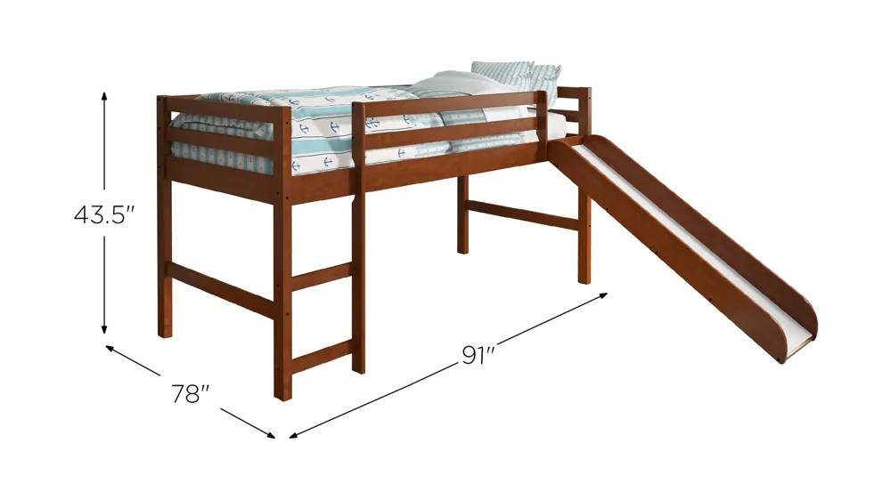 Tent Low Loft Bed with Slide Dimensions