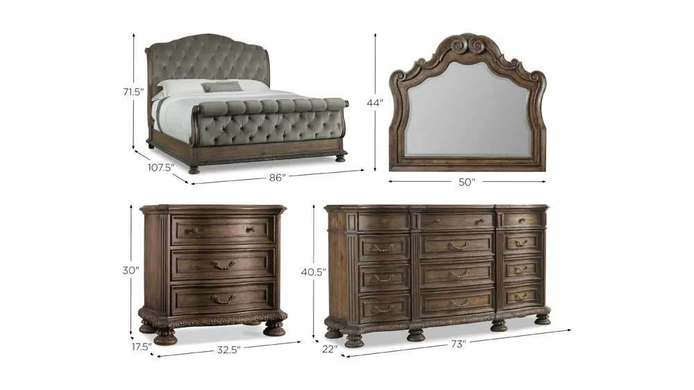 Rhapsody 4-pc. Tufted Bedroom Set Dimensions