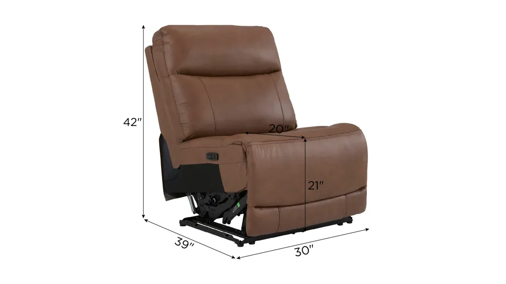 Harbin Leather Armless Dual Power Recliner | Raymour & Flanigan