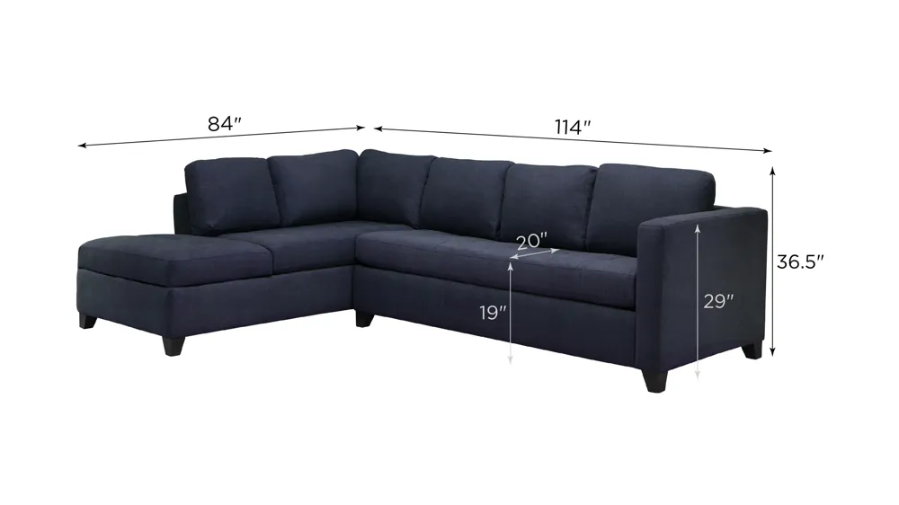 Dexter 2-pc. Sofa Chaise w/Queen Sleeper Dimensions