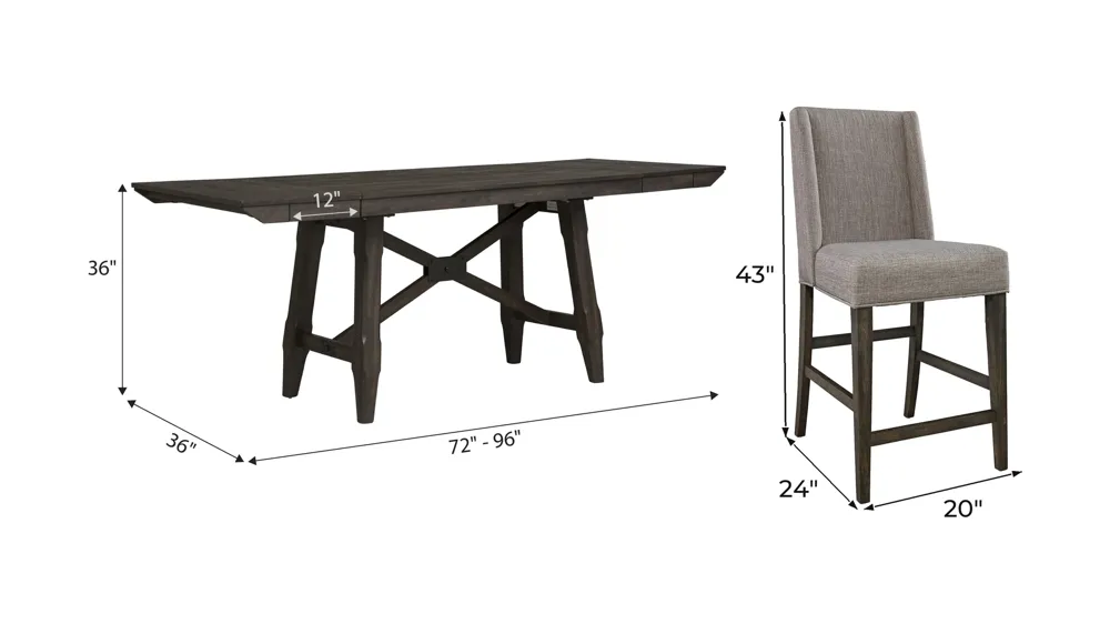 Double Bridge 7-pc. Counter Height Dining Set Dimensions