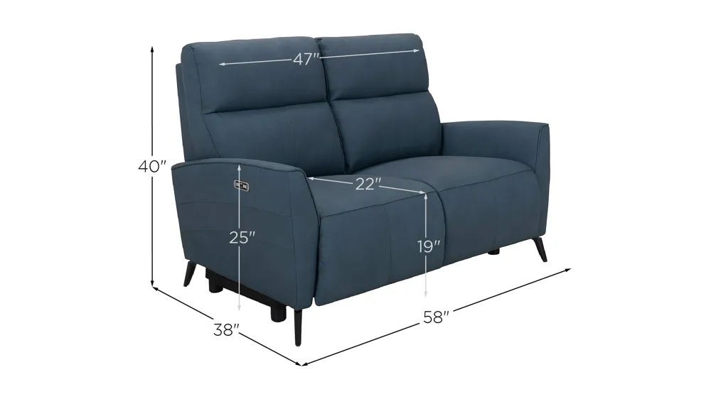 Delilah Power Loveseat w/Power Headrest Dimensions