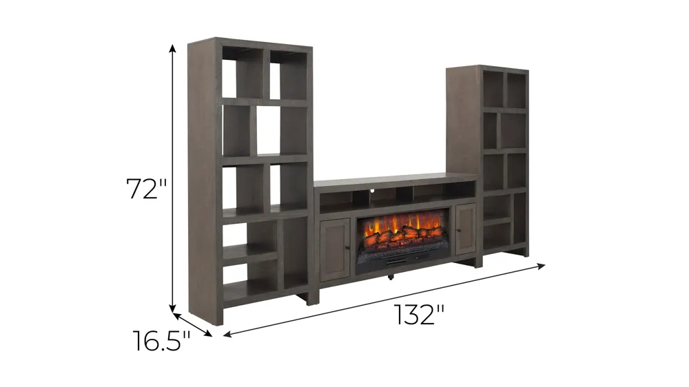 Warren 3-pc. 72" Fireplace Entertainment Wall Dimensions