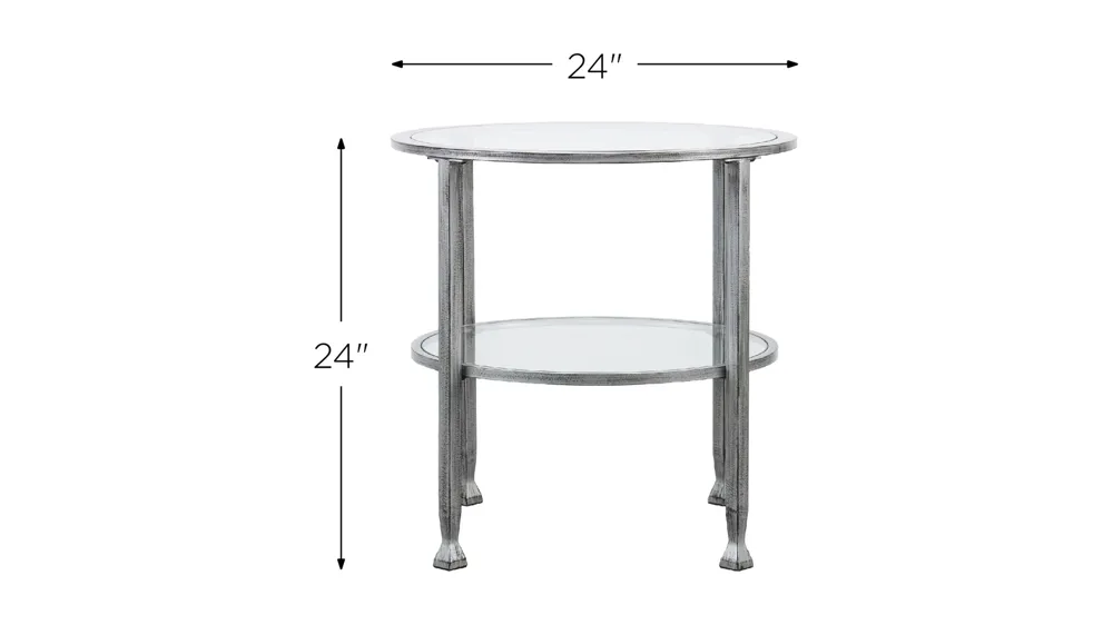 Bexley Metal/Glass Round End Table Dimensions
