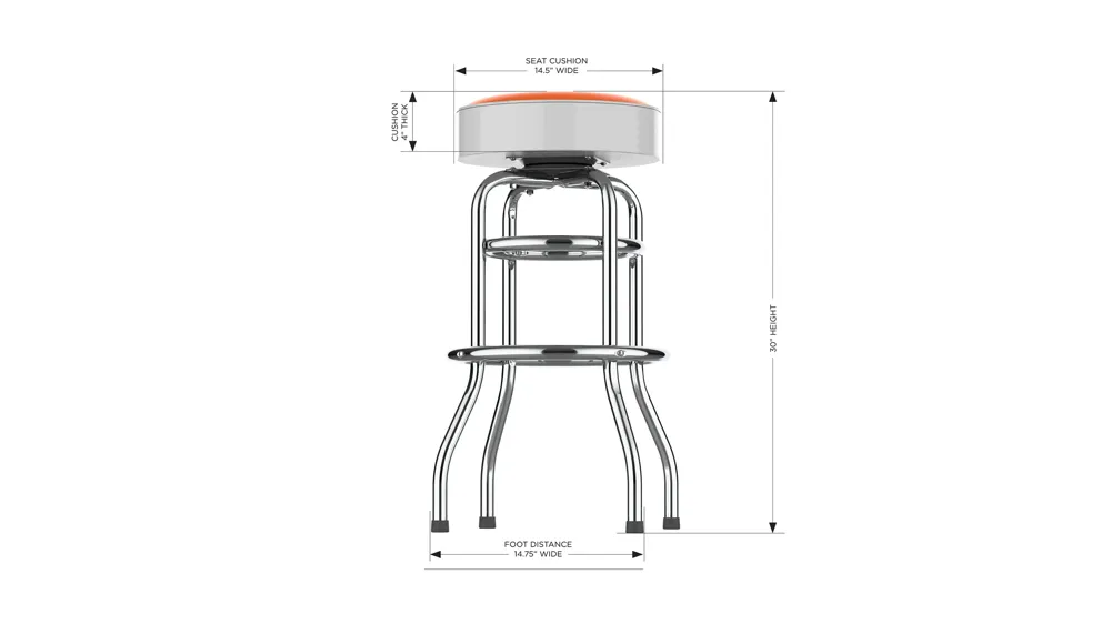 NCAA Backless Swivel Bar Stool Dimensions