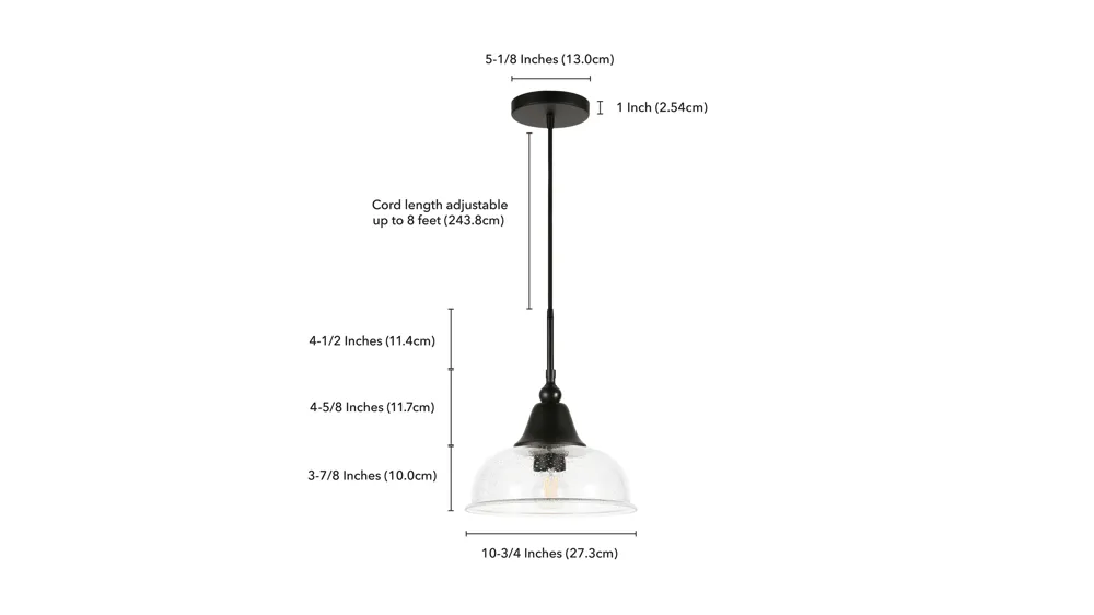 Foster Seeded Glass Pendant Dimensions
